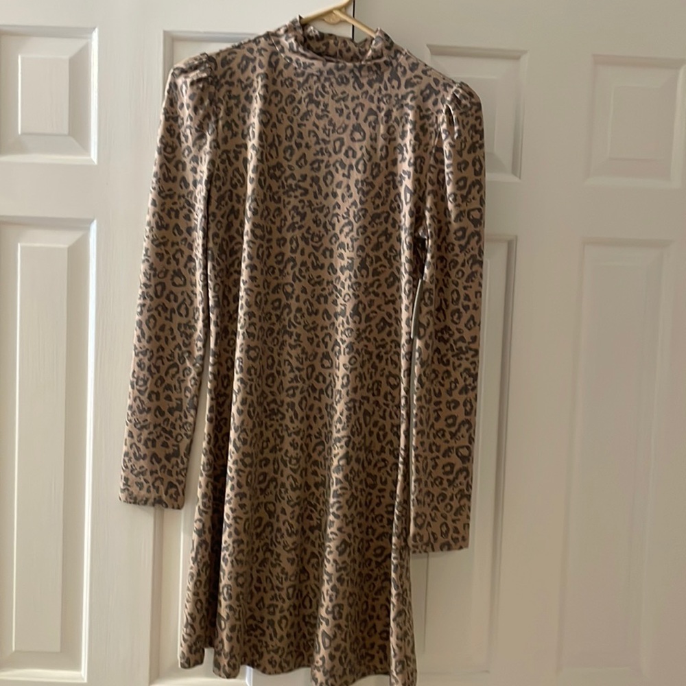 Leopard print fit and flare dress
